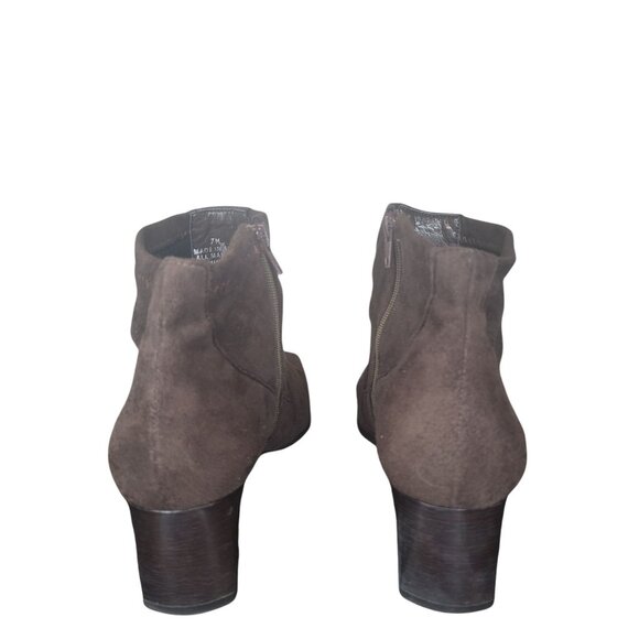 Franco Sarto Ankle Boots Women Sz 7 Brown Suede Zip Up Winter Boho Designer Work - Picture 3 of 6